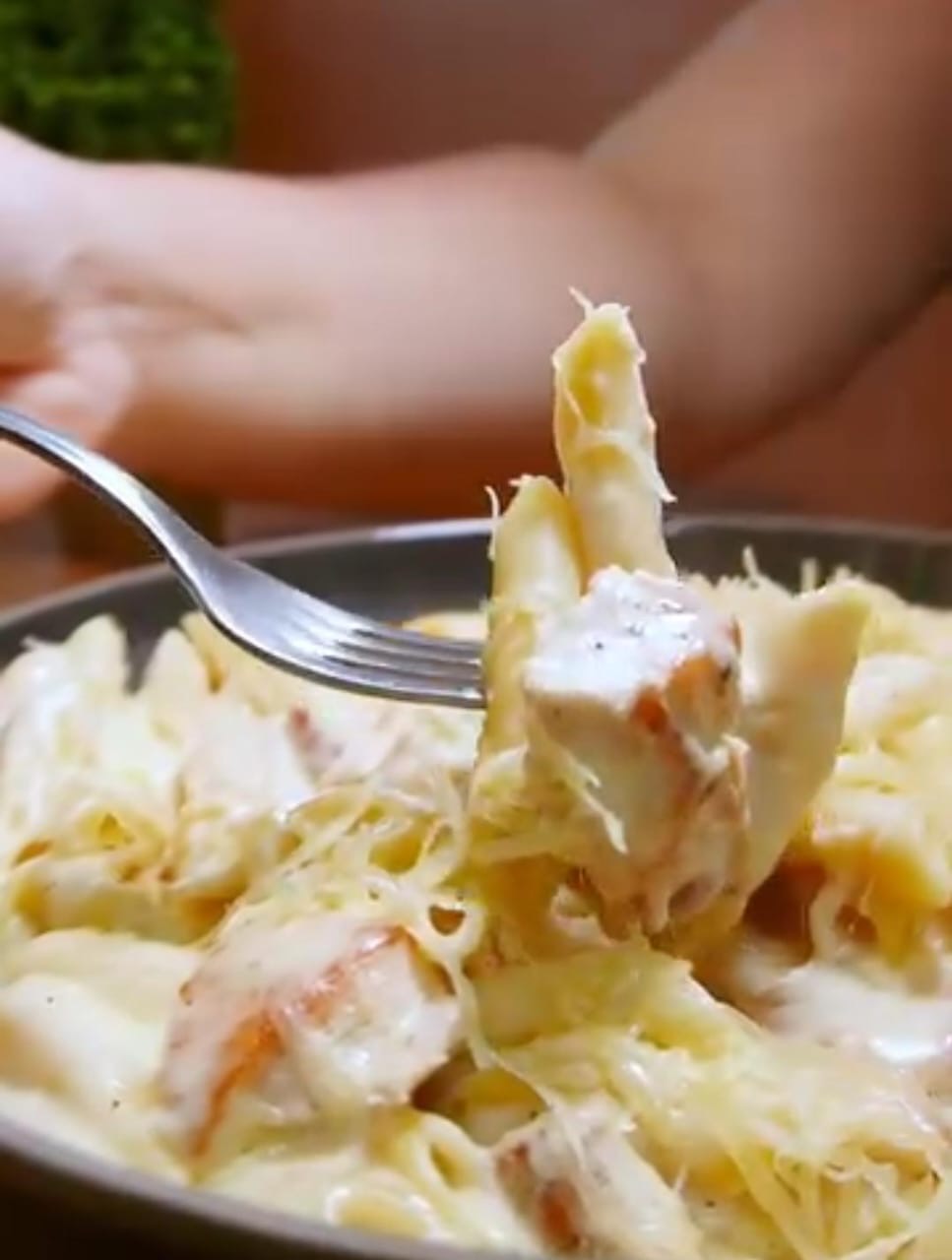 PASTA ALFREDO CON POLLO.